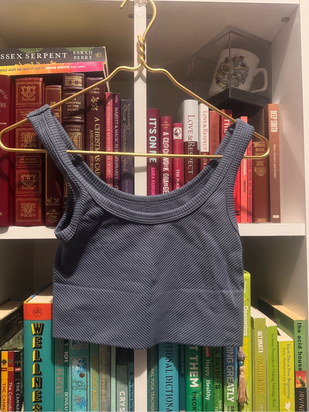 Free People Ribbed Crop Tank - Slate Blue